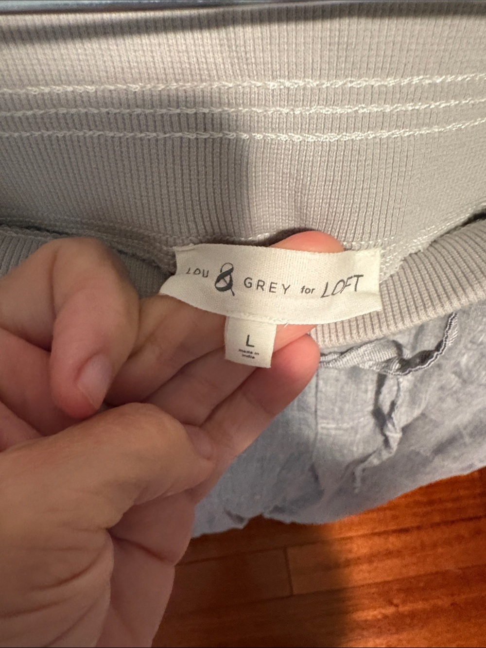 Light Gray Drawstring Linen-Blend Pants - Picture 2 of 3